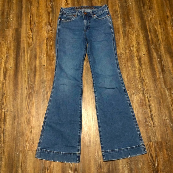 Wrangler Denim - Wrangler Trouser Boot Jeans Women's 27 Mid Rise Western Flare Relaxed Fit Denim
